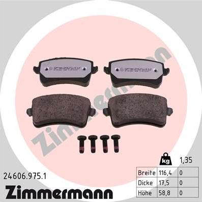 Zimmermann 24606.975.1 - Kit pastiglie freno, Freno a disco autozon.pro