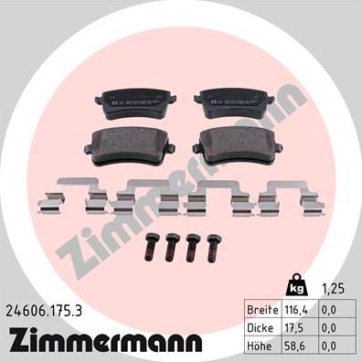 Zimmermann 24606.175.3 - Kit pastiglie freno, Freno a disco autozon.pro