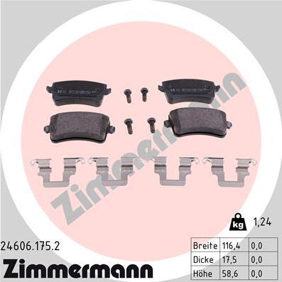 Zimmermann 24606.175.2 - Kit pastiglie freno, Freno a disco autozon.pro