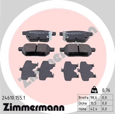 Zimmermann 24610.155.1 - Kit pastiglie freno, Freno a disco autozon.pro