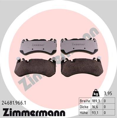 Zimmermann 24681.966.1 - Kit pastiglie freno, Freno a disco autozon.pro