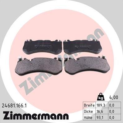 Zimmermann 24681.166.1 - Kit pastiglie freno, Freno a disco autozon.pro