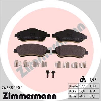 Zimmermann 24638.190.1 - Kit pastiglie freno, Freno a disco autozon.pro