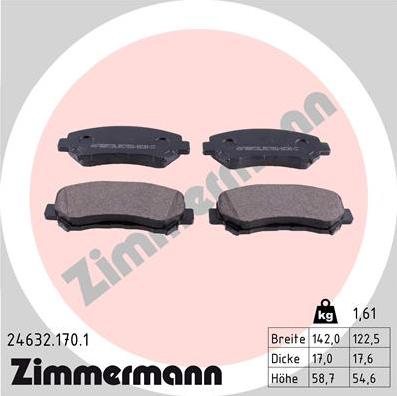 Zimmermann 24632.170.1 - Kit pastiglie freno, Freno a disco autozon.pro