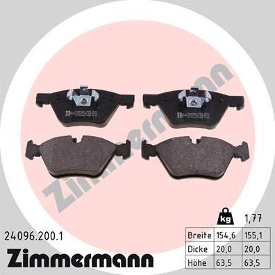 Zimmermann 24096.200.1 - Kit pastiglie freno, Freno a disco autozon.pro