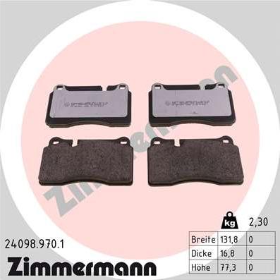 Zimmermann 24098.970.1 - Kit pastiglie freno, Freno a disco autozon.pro