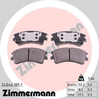 Zimmermann 24046.185.1 - Kit pastiglie freno, Freno a disco autozon.pro