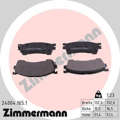 Zimmermann 24004.165.1 - Kit pastiglie freno, Freno a disco autozon.pro