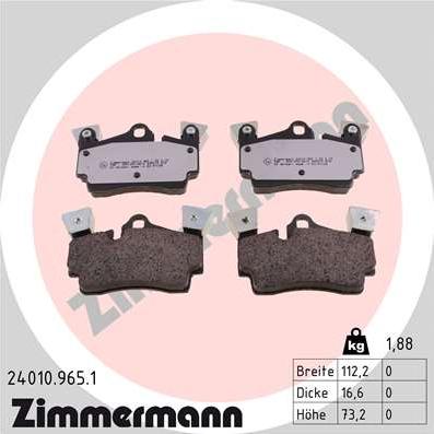 Zimmermann 24010.965.1 - Kit pastiglie freno, Freno a disco autozon.pro