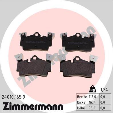 Zimmermann 24010.165.9 - Kit pastiglie freno, Freno a disco autozon.pro