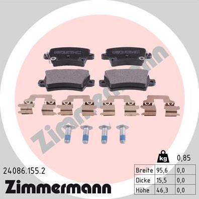 Zimmermann 24086.155.2 - Kit pastiglie freno, Freno a disco autozon.pro