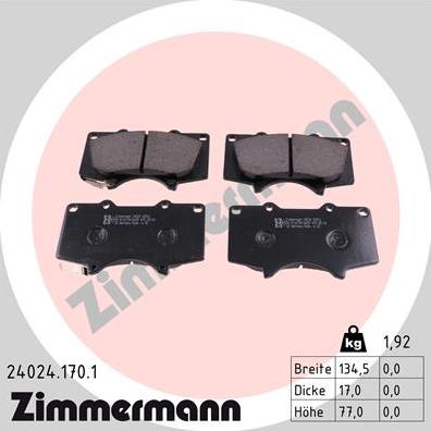 Zimmermann 24024.170.1 - Kit pastiglie freno, Freno a disco autozon.pro