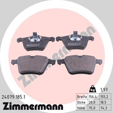 Zimmermann 24079.185.1 - Kit pastiglie freno, Freno a disco autozon.pro