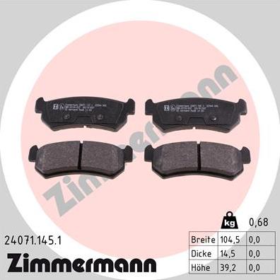 Zimmermann 24071.145.1 - Kit pastiglie freno, Freno a disco autozon.pro