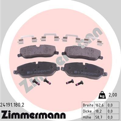 Zimmermann 24191.180.2 - Kit pastiglie freno, Freno a disco autozon.pro