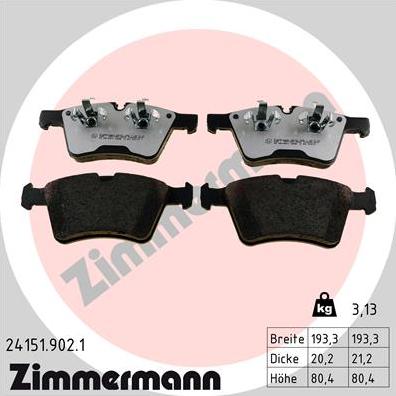 Zimmermann 24151.902.1 - Kit pastiglie freno, Freno a disco autozon.pro