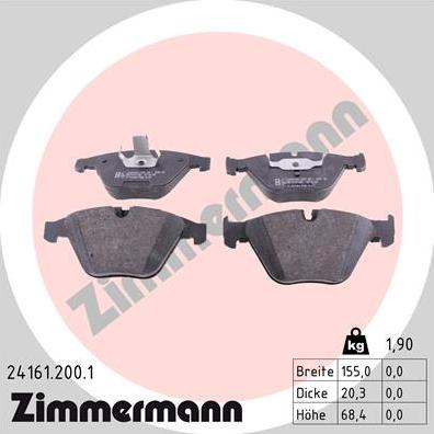 Zimmermann 24161.200.1 - Kit pastiglie freno, Freno a disco autozon.pro