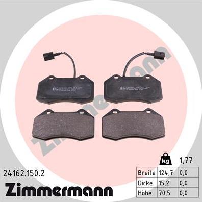 Zimmermann 24162.150.2 - Kit pastiglie freno, Freno a disco autozon.pro