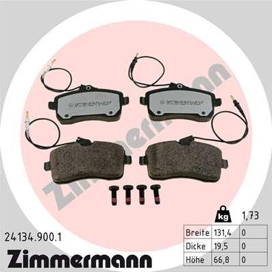 Zimmermann 24134.900.1 - Kit pastiglie freno, Freno a disco autozon.pro