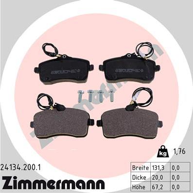 Zimmermann 24134.200.1 - Kit pastiglie freno, Freno a disco autozon.pro