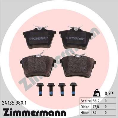 Zimmermann 24135.980.1 - Kit pastiglie freno, Freno a disco autozon.pro