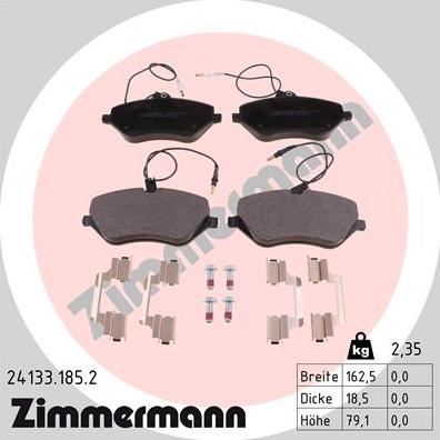 Zimmermann 24133.185.2 - Kit pastiglie freno, Freno a disco autozon.pro