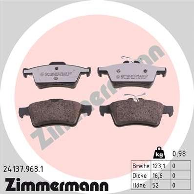 Zimmermann 24137.968.1 - Kit pastiglie freno, Freno a disco autozon.pro