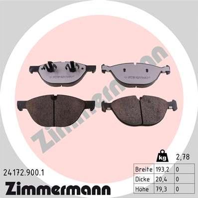 Zimmermann 24172.900.1 - Kit pastiglie freno, Freno a disco autozon.pro