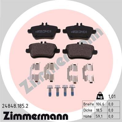 Zimmermann 24848.185.2 - Kit pastiglie freno, Freno a disco autozon.pro