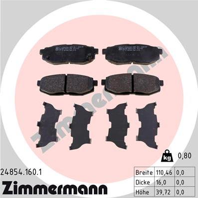 Zimmermann 24854.160.1 - Kit pastiglie freno, Freno a disco autozon.pro