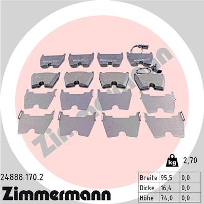 Zimmermann 24888.170.2 - Kit pastiglie freno, Freno a disco autozon.pro