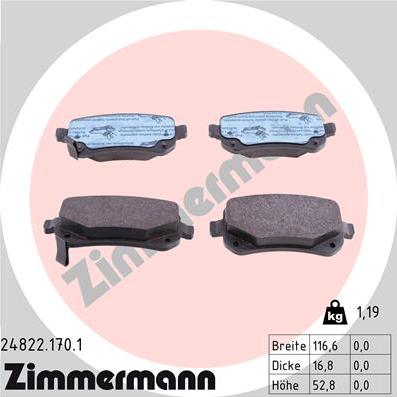 Zimmermann 24822.170.1 - Kit pastiglie freno, Freno a disco autozon.pro