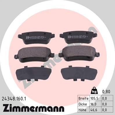 Zimmermann 24348.160.1 - Kit pastiglie freno, Freno a disco autozon.pro