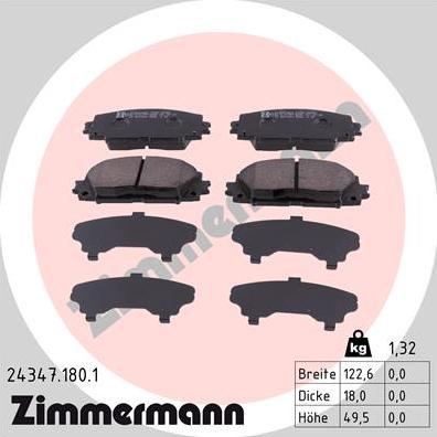 Zimmermann 24347.180.1 - Kit pastiglie freno, Freno a disco autozon.pro