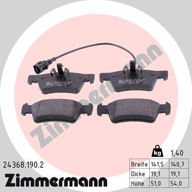 Zimmermann 24368.190.2 - Kit pastiglie freno, Freno a disco autozon.pro