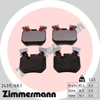 Zimmermann 24315.168.1 - Kit pastiglie freno, Freno a disco autozon.pro