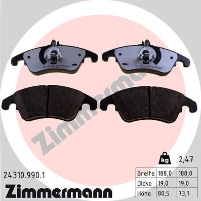 Zimmermann 24310.990.1 - Kit pastiglie freno, Freno a disco autozon.pro