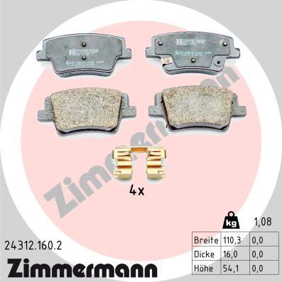 Zimmermann 24312.160.2 - Kit pastiglie freno, Freno a disco autozon.pro