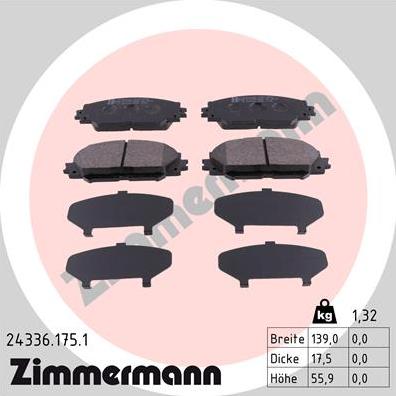 Zimmermann 24336.175.1 - Kit pastiglie freno, Freno a disco autozon.pro