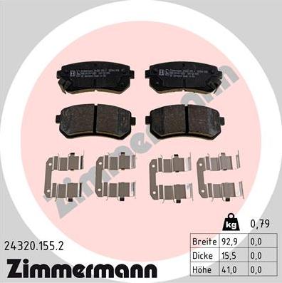 Zimmermann 24320.155.2 - Kit pastiglie freno, Freno a disco autozon.pro