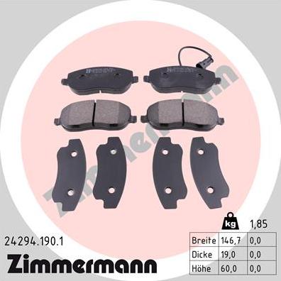 Zimmermann 24294.190.1 - Kit pastiglie freno, Freno a disco autozon.pro