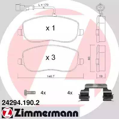 Zimmermann 24294.190.2 - Kit pastiglie freno, Freno a disco autozon.pro