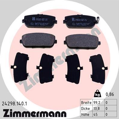 Zimmermann 24298.140.1 - Kit pastiglie freno, Freno a disco autozon.pro