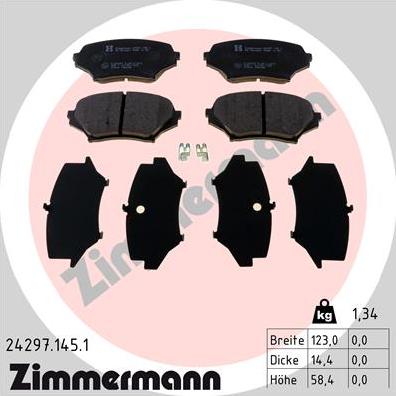 Zimmermann 24297.145.1 - Kit pastiglie freno, Freno a disco autozon.pro