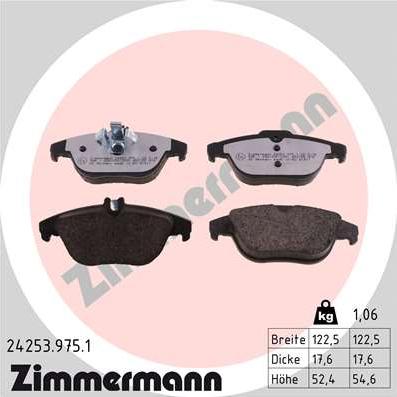 Zimmermann 24253.975.1 - Kit pastiglie freno, Freno a disco autozon.pro