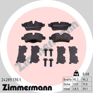 Zimmermann 24289.170.1 - Kit pastiglie freno, Freno a disco autozon.pro