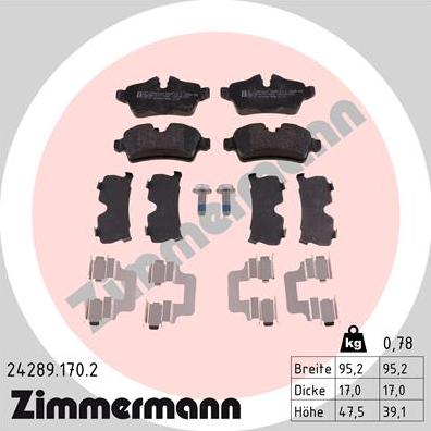 Zimmermann 24289.170.2 - Kit pastiglie freno, Freno a disco autozon.pro