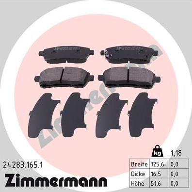 Zimmermann 24283.165.1 - Kit pastiglie freno, Freno a disco autozon.pro