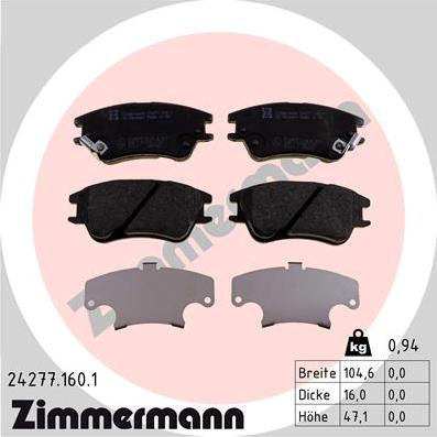 Zimmermann 24277.160.1 - Kit pastiglie freno, Freno a disco autozon.pro