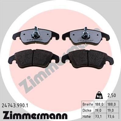 Zimmermann 24743.990.1 - Kit pastiglie freno, Freno a disco autozon.pro